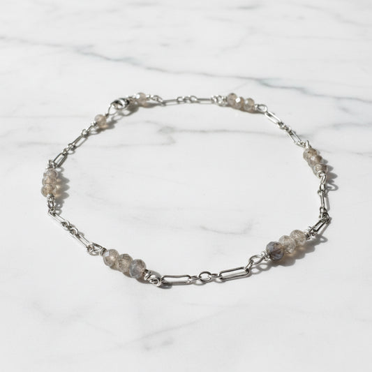 Silver and gemstone beaded bracelet for women