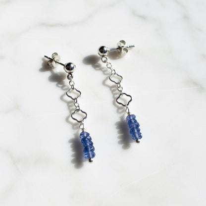 Chain Stud Earrings-Iolite Gemstone Earrings*