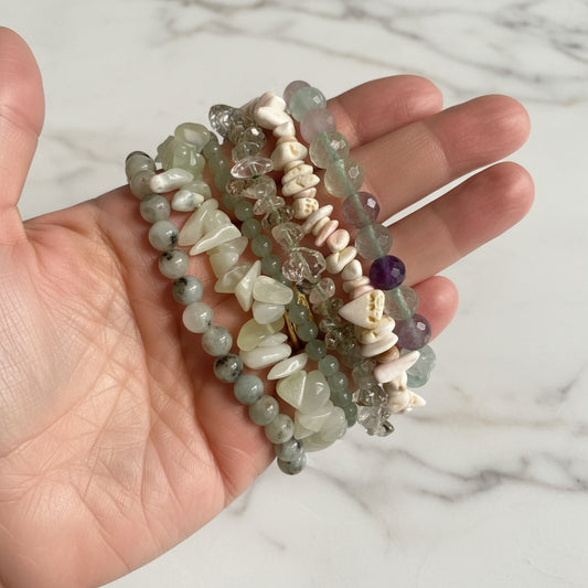 Natural Color Gemstone Stretch Bracelets