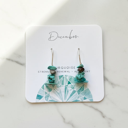 Turquoise Birthstone Earrings - Handcrafted Silver Design