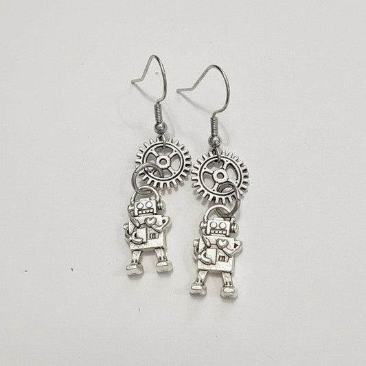 Robots with Gears Earrings