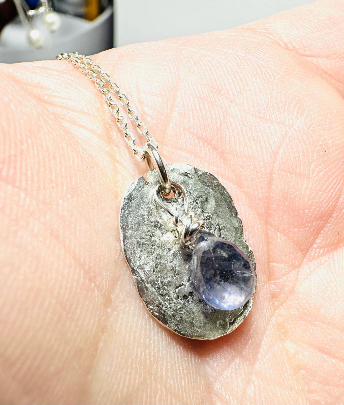 Iolite and Recycled Silver Necklace-Uni-T Janine Gerade