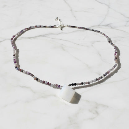 Dainty Beaded Tourmaline  Gemstone Necklace with Moonstone* Janine Gerade