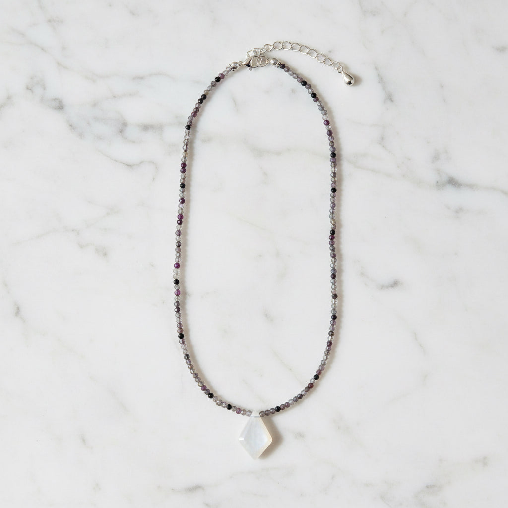 Dainty Beaded Tourmaline  Gemstone Necklace with Moonstone* Janine Gerade
