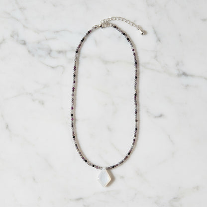 Dainty Beaded Tourmaline  Gemstone Necklace with Moonstone* Janine Gerade