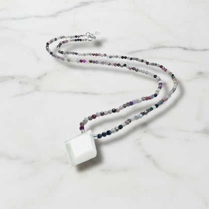 Dainty Beaded Tourmaline  Gemstone Necklace with Moonstone* Janine Gerade