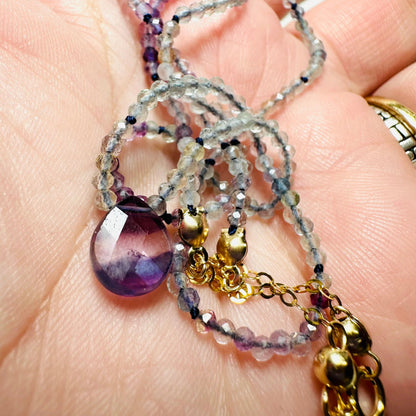Dainty Beaded Fluorite Gemstone Necklace