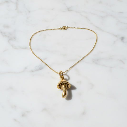 Dainty Golden Mushroom Necklace* with gold chain