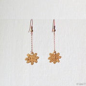 Daisy Earrings, Precious Metal Clay Earrings -99% Pure Bronze