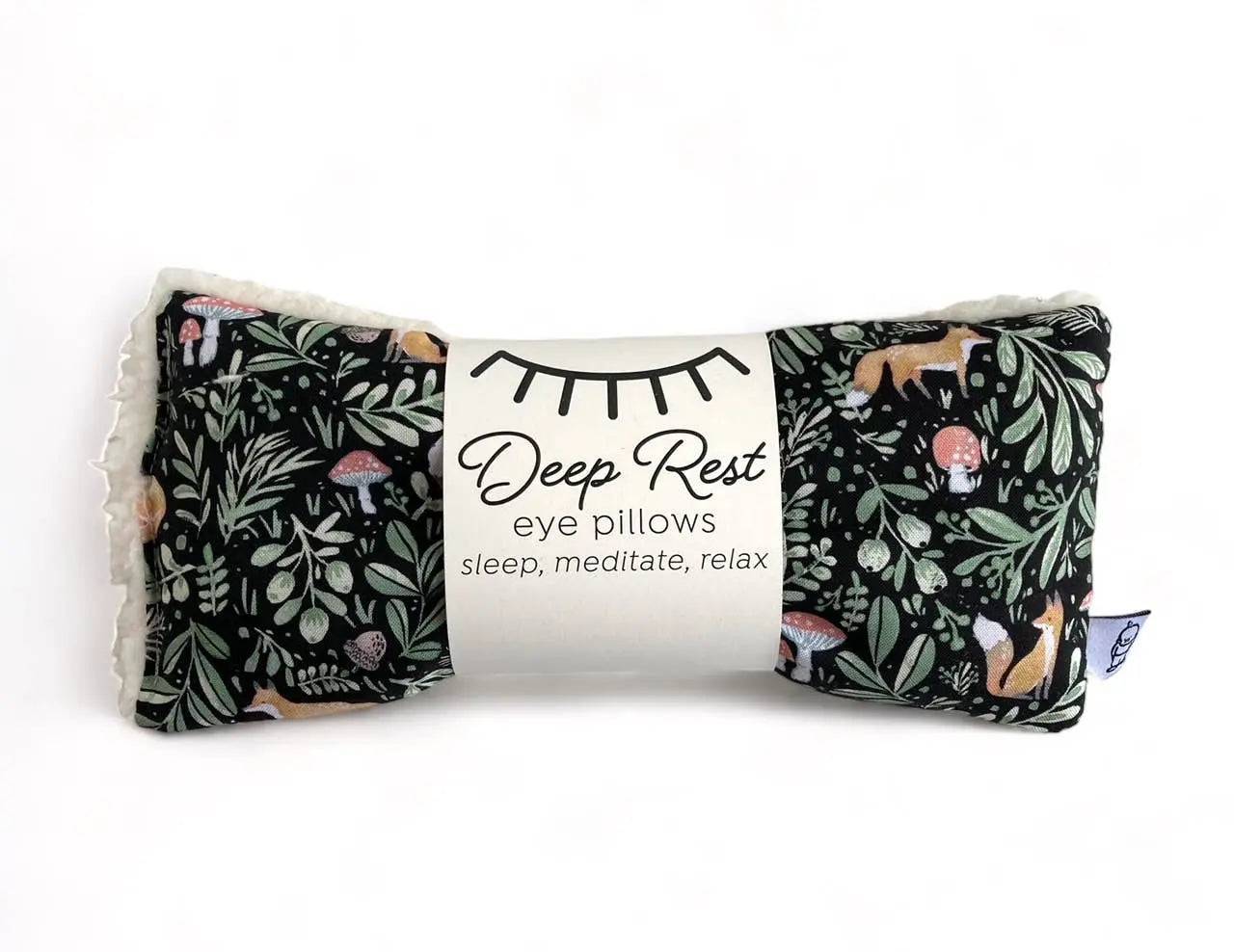 Deep Rest Eye Pillow - Relaxation Aid by Fox & Toadstool with forest-themed fabric, ideal for stress relief, meditation, and sleep support.