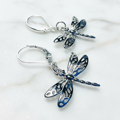 Dragonfly Silver  Earrings/Bug Earrings/Nature Earrings