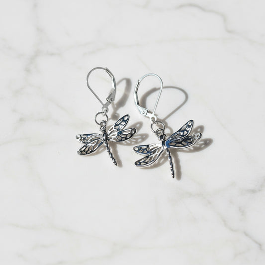Dragonfly Silver  Earrings/Bug Earrings/Nature Earrings
