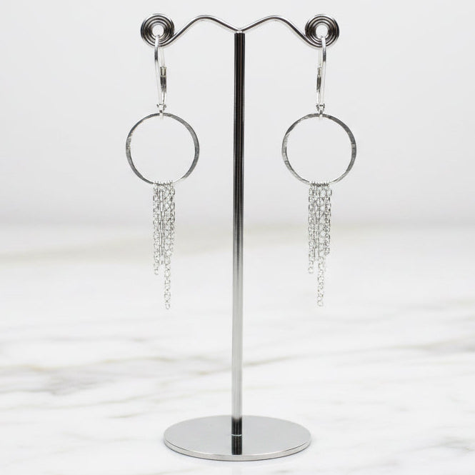 Silver Circle Chain Loop Earrings-UNI-T Janine Gerade