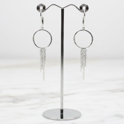 Silver Circle Chain Loop Earrings-UNI-T Janine Gerade