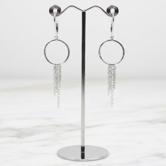 Silver Circle Chain Loop Earrings-UNI-T Janine Gerade