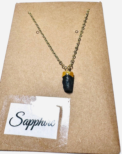 Gold chain with sapphire gemstone pendant jewelry