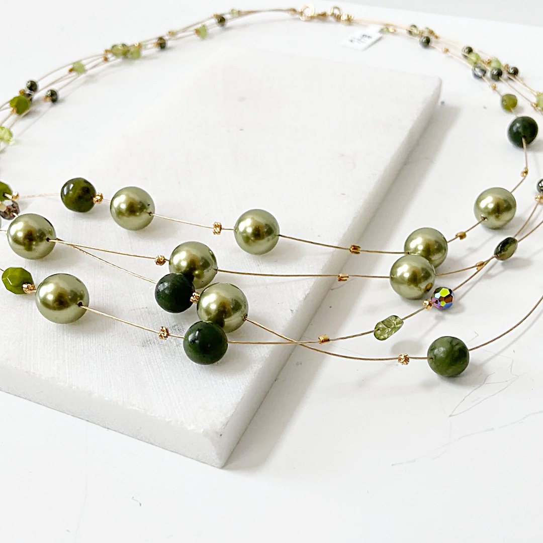 Real Gemstone Floating Galaxy Necklace in Green-Uni-T Janine Gerade