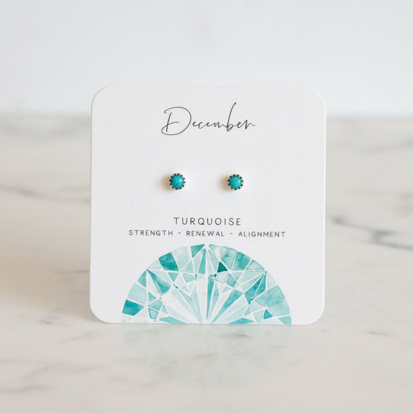 Birthstone Studs, October and December Birthstone Studs
