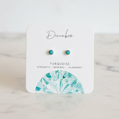 Birthstone Studs, October and December Birthstone Studs