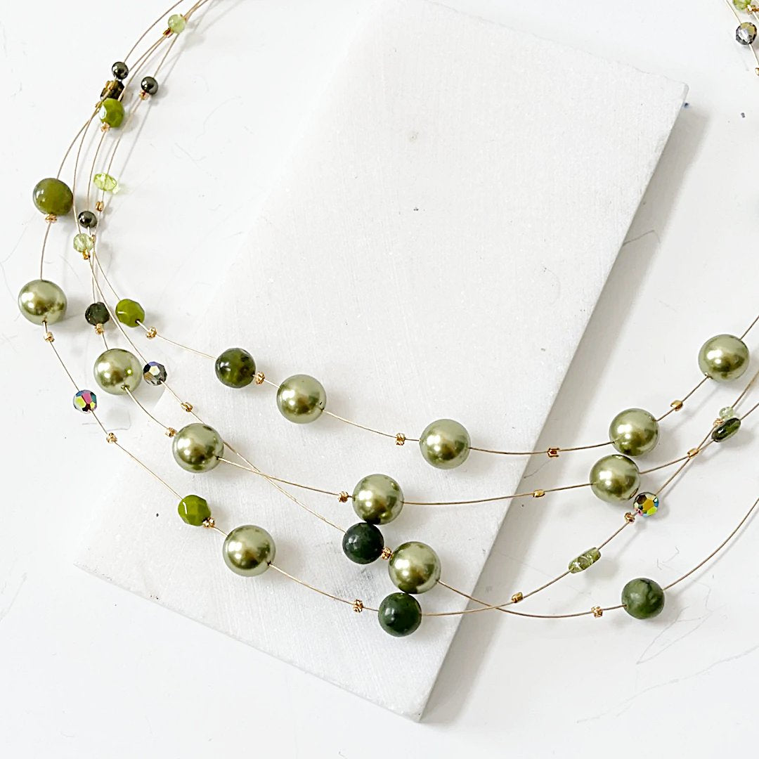 Real Gemstone Floating Galaxy Necklace in Green-Uni-T Janine Gerade