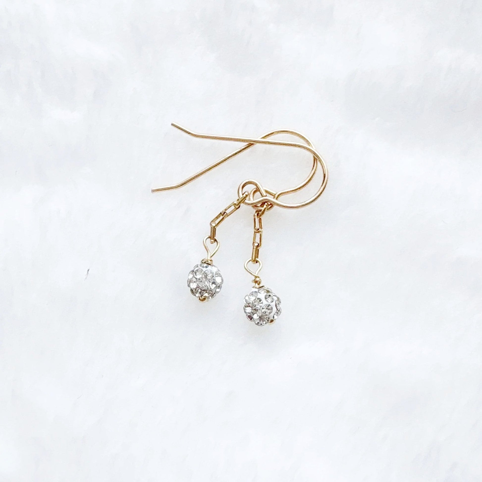 Elegant crystal dangle earrings with high-grade crystals and gold-filled chain