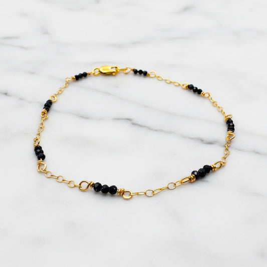 Dainty Blue Goldstone Gemstone Bracelet