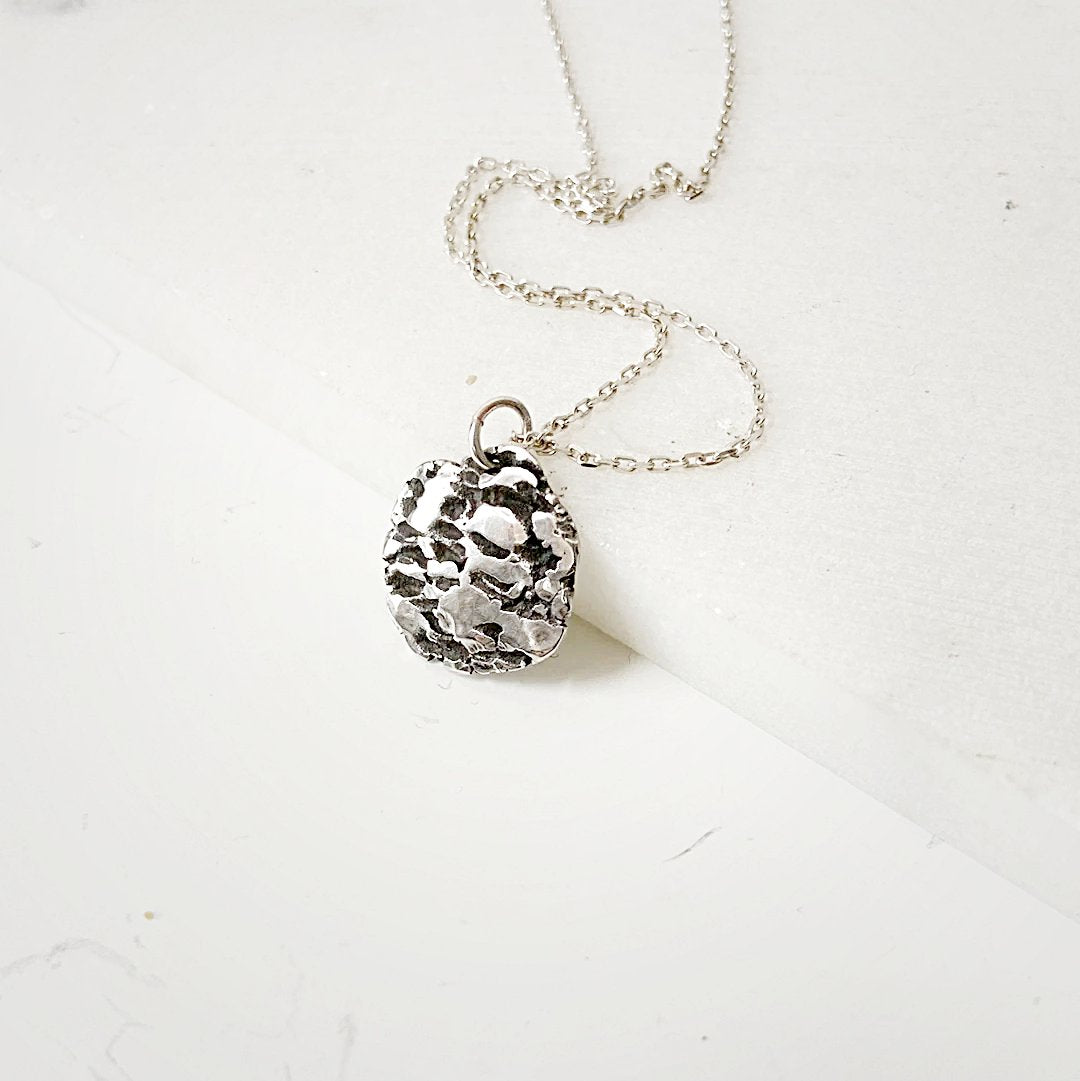 Medallion Necklace, Recycled Silver Necklace, Long Layering Necklace Uni-T Janine Gerade