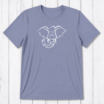 Lavender Men's Elephant T-Shirt in Bamboo & Organic Cotton with white wildlife graphic, classic fit eco-friendly tee for animal lovers.