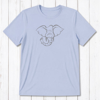 Light blue Men's Elephant T-Shirt in Bamboo & Organic Cotton with subtle elephant print, breathable and sustainable gift for him.