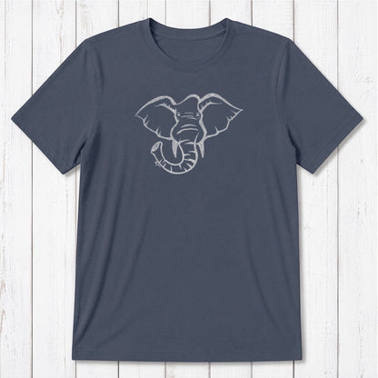 Charcoal gray Men's Elephant T-Shirt in Bamboo & Organic Cotton, wildlife graphic tee with elephant print, sustainable fashion gift.