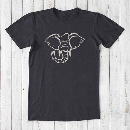 Black Men's Elephant T-Shirt in Bamboo & Organic Cotton with light elephant graphic, eco-friendly classic fit wildlife tee for men.
