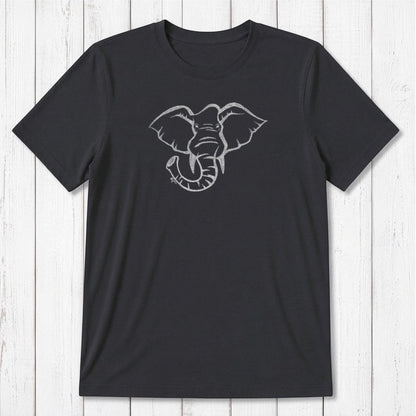 Black Men's Elephant T-Shirt in Bamboo & Organic Cotton with light elephant graphic, eco-friendly classic fit wildlife tee for men.