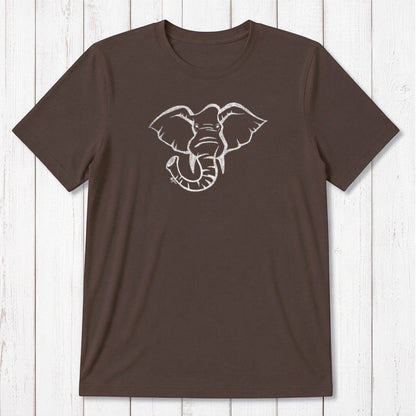 Chocolate brown Men's Elephant T-Shirt in Bamboo & Organic Cotton with ivory elephant design, classic fit nature-inspired tee.