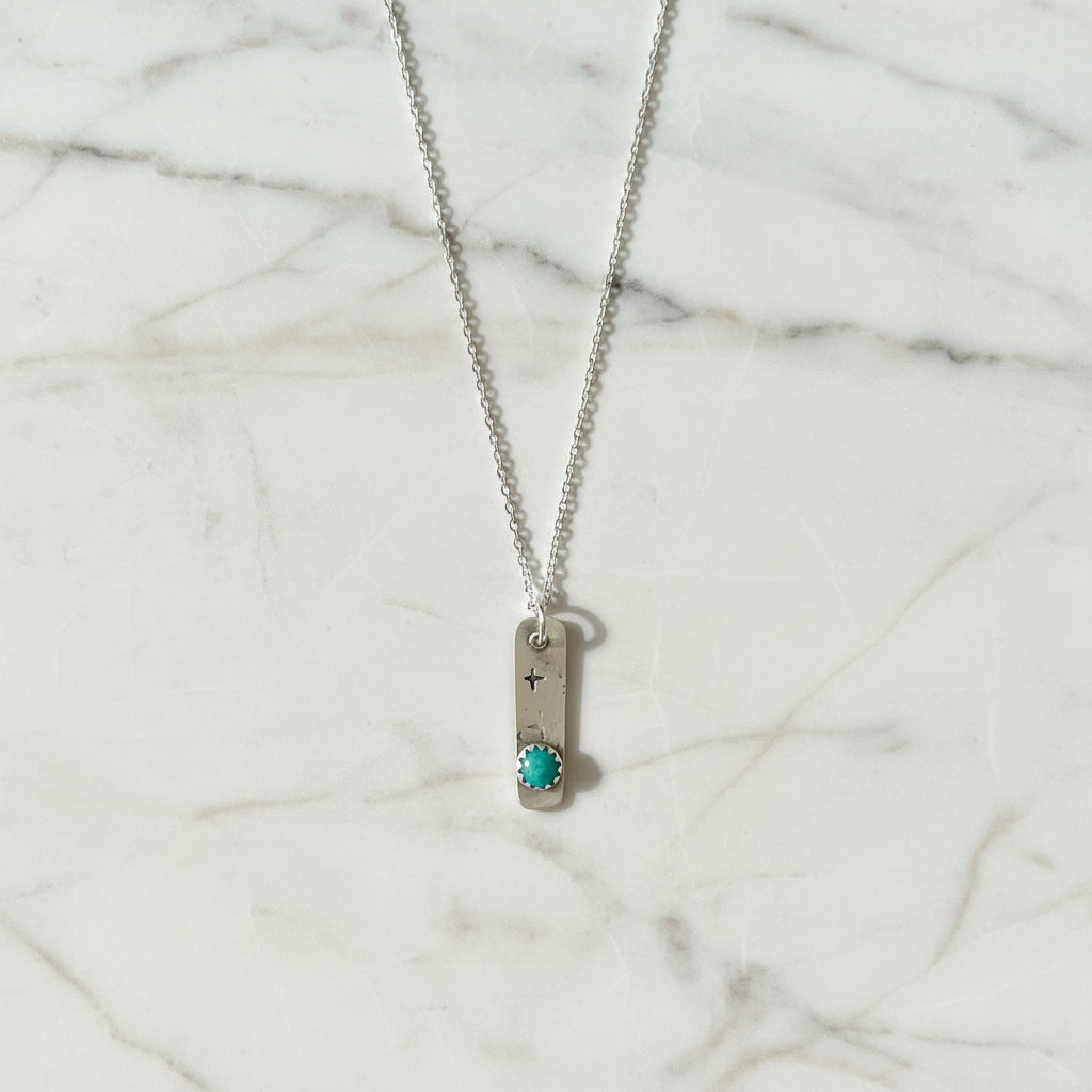 Emerald Tag Necklace , Silver Necklace, Gemstone Tag Necklace* Janine Design