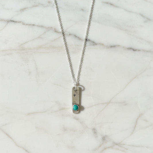 Emerald Tag Necklace , Silver Necklace, Gemstone Tag Necklace* Janine Design