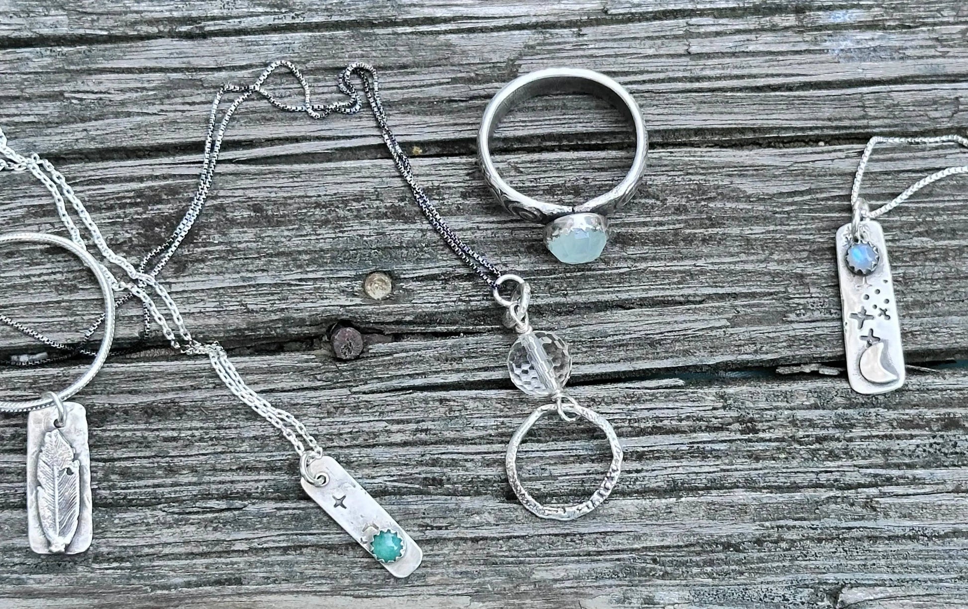 Emerald Tag Necklace , Silver Necklace, Gemstone Tag Necklace* Janine Design