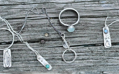 Emerald Tag Necklace , Silver Necklace, Gemstone Tag Necklace* Janine Design
