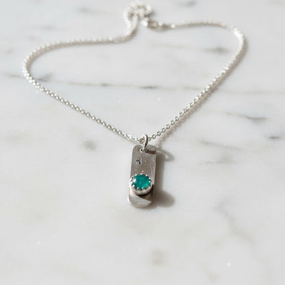 Emerald Tag Necklace , Silver Necklace, Gemstone Tag Necklace* Janine Design