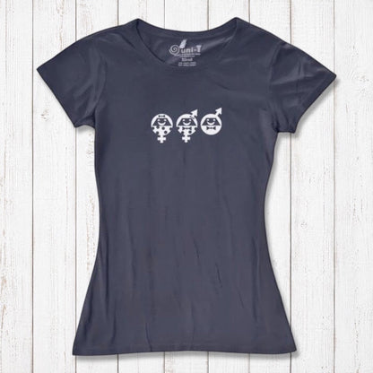 Women's Equality T-Shirt in navy bamboo & organic cotton with white graphic. Organic cotton tee for social justice and human rights awareness.