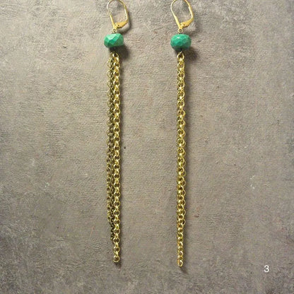 Extra Long Earrings with Semi Precious Stones - Uni-T