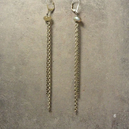 Extra Long Earrings with Semi Precious Stones - Uni-T