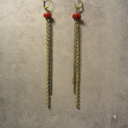 Extra Long Earrings with Semi Precious Stones - Uni-T