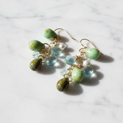 Aquamarine and Topaz Cascading Earring-UNI-T Janine Gerade