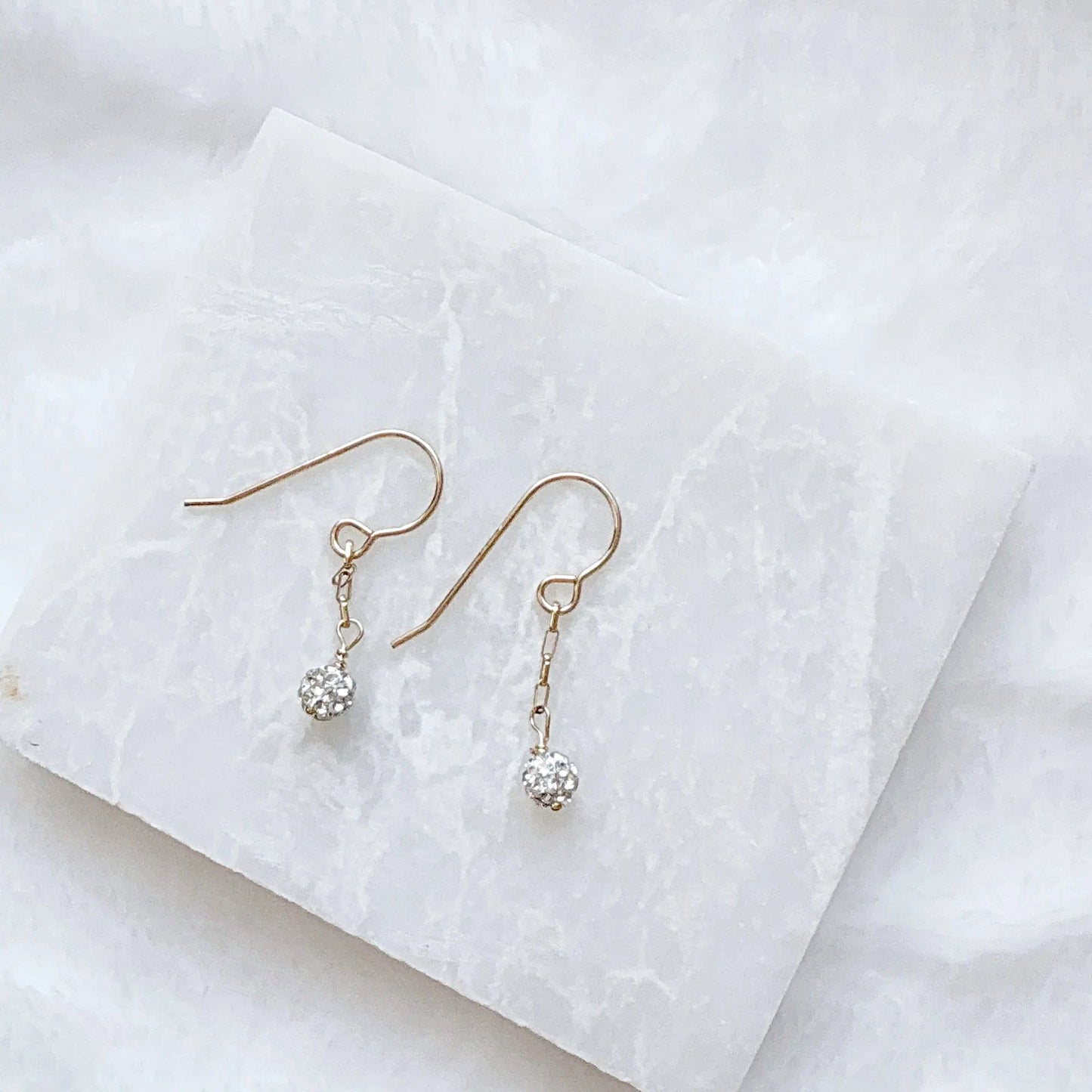Gold-filled chain crystal earrings with sparkling crystal ball drops