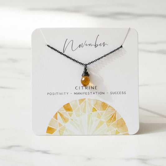 Citrine November Gemstone Necklace, Birthstone Necklace