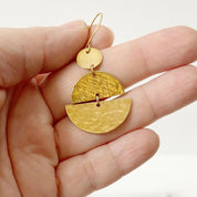 Stacked Half Moon Earrings / Brass Geometric Earrings Uni-T 