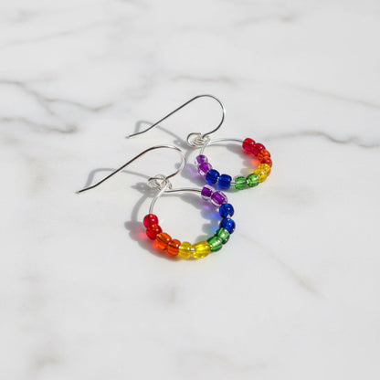 Colorful Beaded Hoop Earrings*