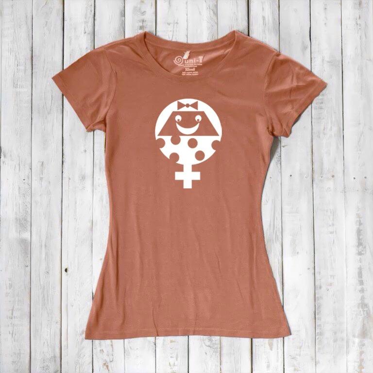Terracotta Women's Female Symbol T-Shirt in Bamboo & Organic Cotton with white feminist icon. Soft sustainable tee for modern women by Uni-T.