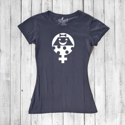 Charcoal grey Women's Female Symbol T-Shirt in Bamboo & Organic Cotton with white gender equality graphic. Feminist statement tee by Uni-T.