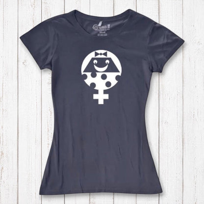 Charcoal grey Women's Female Symbol T-Shirt in Bamboo & Organic Cotton with white gender equality graphic. Feminist statement tee by Uni-T.